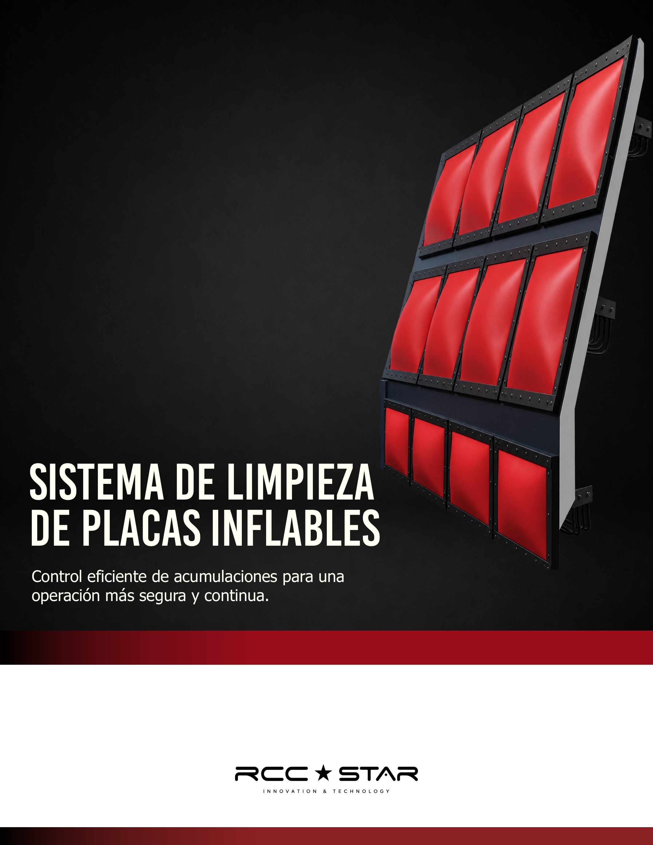 Sistema de placas inflables RCC STAR instalado en el interior de un chute